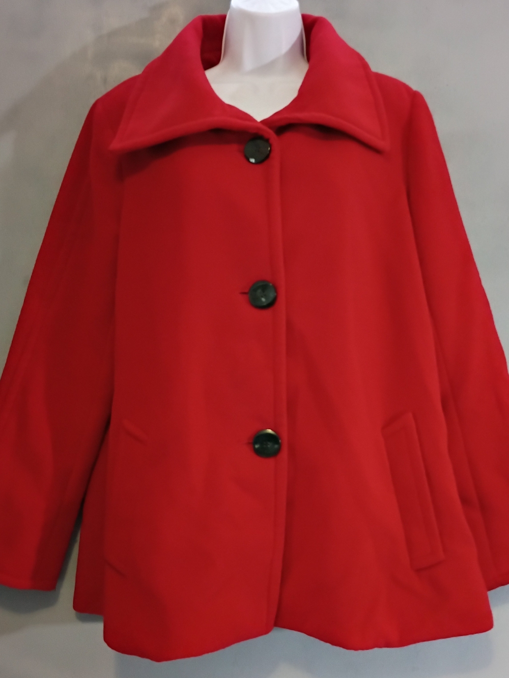 JM Collection Red Single-Breasted Pea Coat